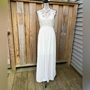 Monteau Elegant White Lace Maxi Dress Size Small Wedding Dress White Party
